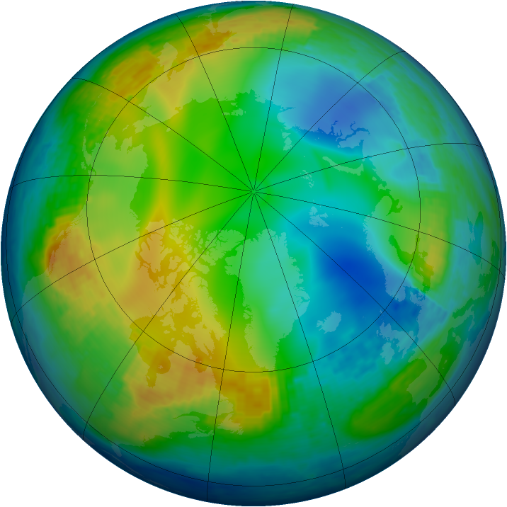 Arctic ozone map for 06 December 2003